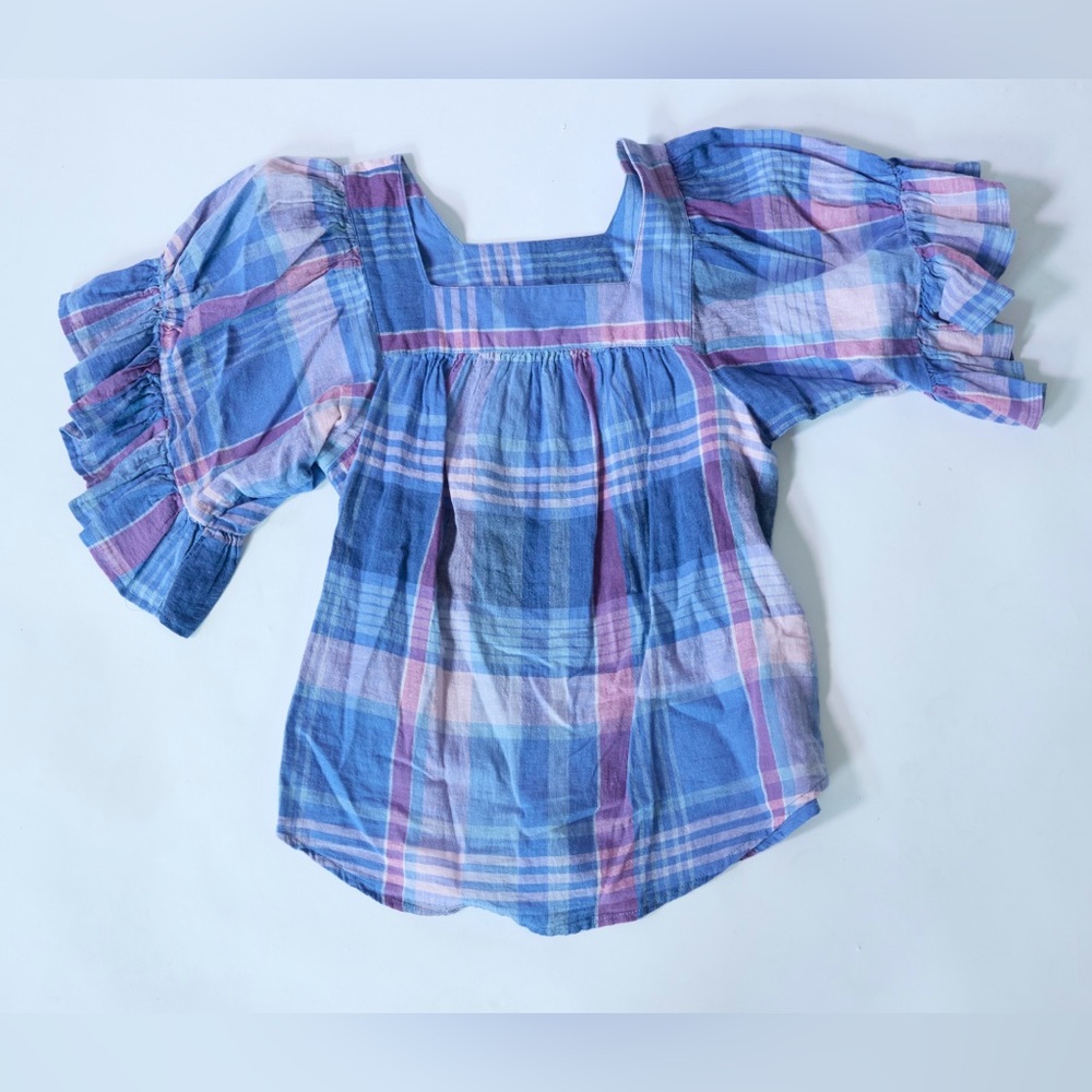 beachlunchlounge Blue and Pink Plaid Blouse